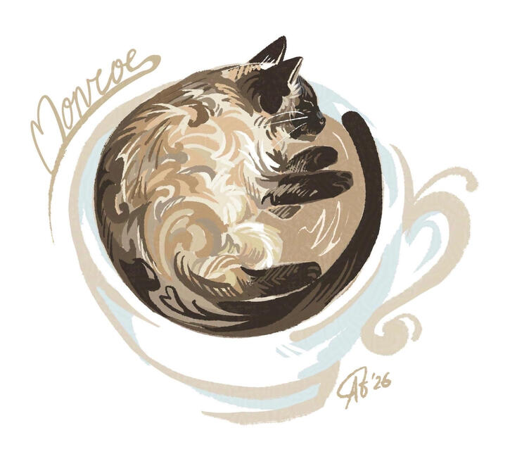 Monroe latte - original cat illustrations
