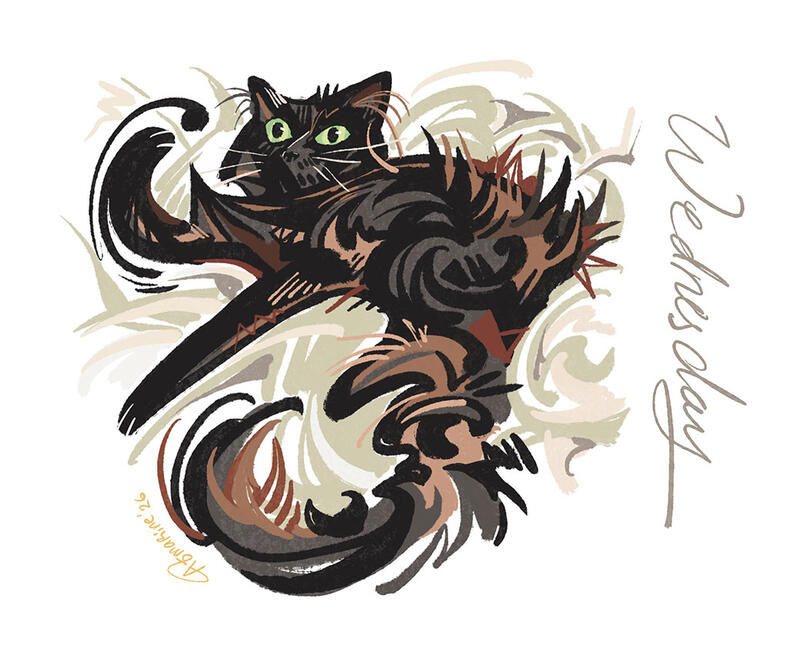 Wednesday - original cat illustration