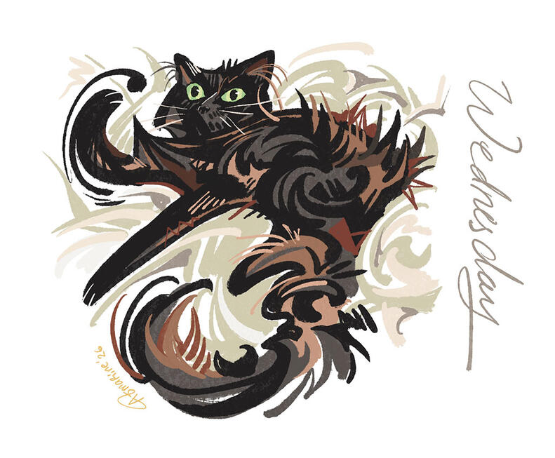 Wednesday - original cat illustration